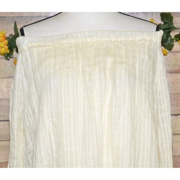 NWT Boho Zara Ladies Neutral Beige 100% Linen Knee Length Dress Size 13-14 Off T - Picture 9 of 15